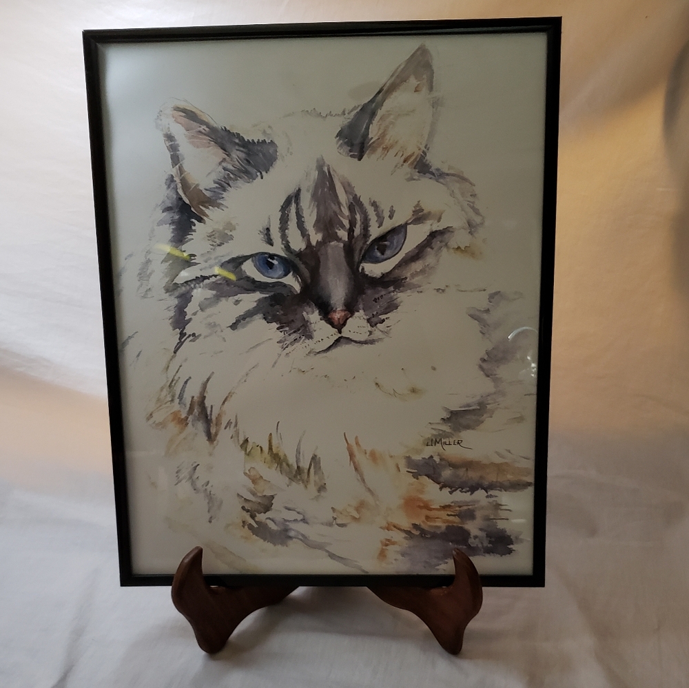 L. Miller Himalayan Cat Print Framed with Glass Front